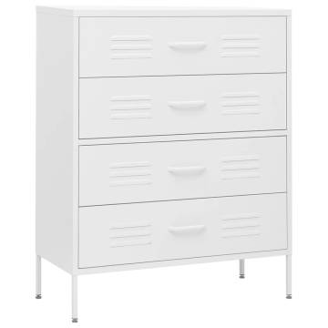 Stylish White Chest of Drawers - Durable Steel Storage Solution