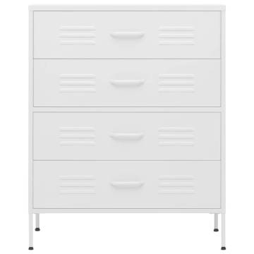 Stylish White Chest of Drawers - Durable Steel Storage Solution