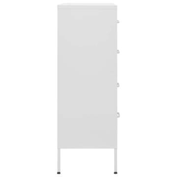 Stylish White Chest of Drawers - Durable Steel Storage Solution