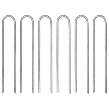 Tent Pegs 6 pcs U-shaped Galvanised Steel | Hipo Market