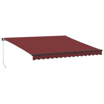 Burgundy Manual Retractable Awning with LEDs - 400x350 cm