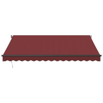 Burgundy Manual Retractable Awning with LEDs - 400x350 cm