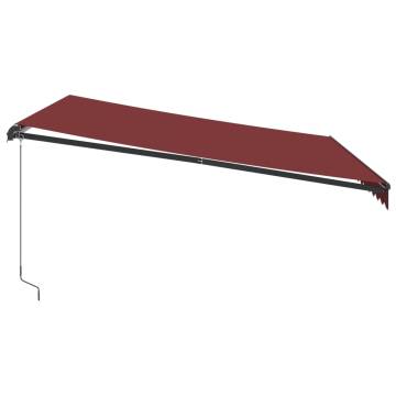 Burgundy Manual Retractable Awning with LEDs - 400x350 cm