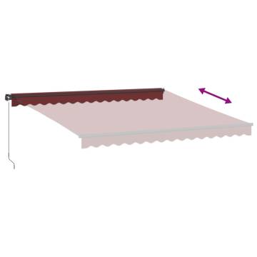 Burgundy Manual Retractable Awning with LEDs - 400x350 cm