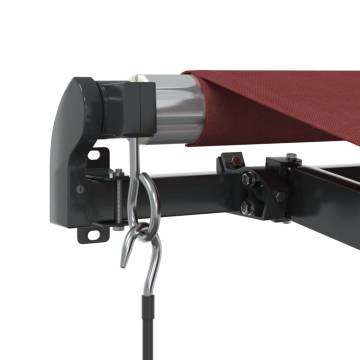 Burgundy Manual Retractable Awning with LEDs - 400x350 cm