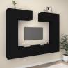 6 Piece TV Cabinet Set Black Engineered Wood Colour black Quantity in Package 6 Width 100 cm 