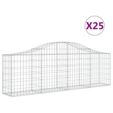 Arched Gabion Baskets - 25 pcs Galvanised Iron 200x30x6080 cm