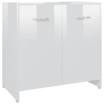 4 Piece High Gloss White Bathroom Furniture Set - Stylish Storage