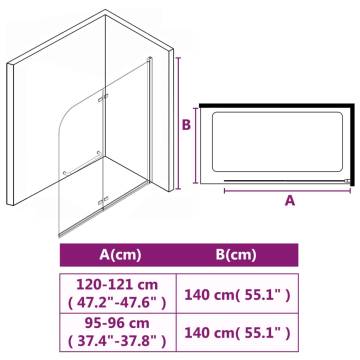 Folding Shower Enclosure 2 Panels 120x140 cm - Modern Design