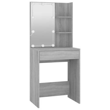 Dressing Table Set with LED - Grey Sonoma Wood | HipoMarket