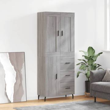 Stylish Highboard Grey Sonoma | 69.5x34x180 cm | HipoMarket