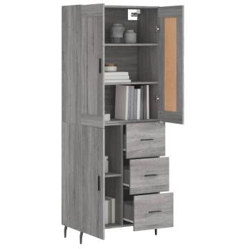 Stylish Highboard Grey Sonoma | 69.5x34x180 cm | HipoMarket