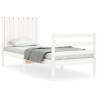 Small Single White Bed Frame with Headboard | Solid Pinewood