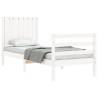 Small Single White Bed Frame with Headboard | Solid Pinewood