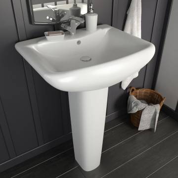 Freestanding Ceramic Basin with Pedestal - 580x470 mm