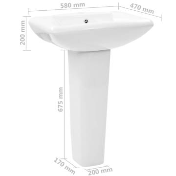 Freestanding Ceramic Basin with Pedestal - 580x470 mm