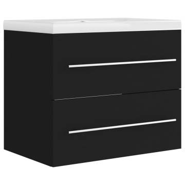 Stylish Black Sink Cabinet with Built-in Basin | HipoMarket