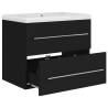 Stylish Black Sink Cabinet with Built-in Basin | HipoMarket