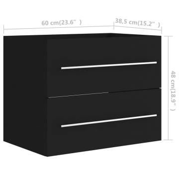 Stylish Black Sink Cabinet with Built-in Basin | HipoMarket