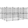 28-Panel Pet Cage with Door Black - Safe & Spacious for Pets