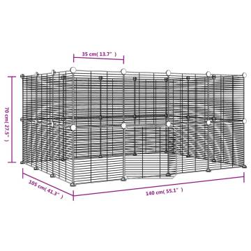 28-Panel Pet Cage with Door Black - Safe & Spacious for Pets