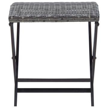 Folding Stool Poly Rattan Grey - Stylish & Versatile