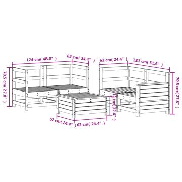 5 Piece Garden Sofa Set - Solid Wood Douglas Fir | Hipo Market