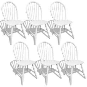 Dining Chairs Set of 6 - White Solid Rubber Wood | HipoMarket