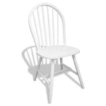 Dining Chairs Set of 6 - White Solid Rubber Wood | HipoMarket