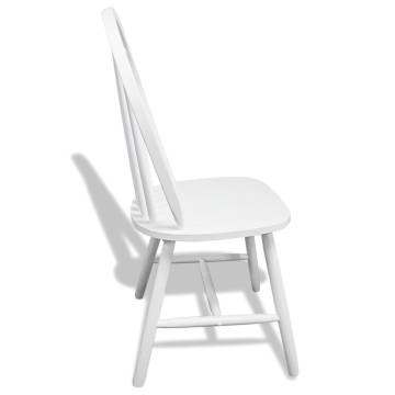 Dining Chairs Set of 6 - White Solid Rubber Wood | HipoMarket