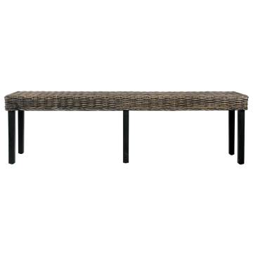 Black Natural Kubu Rattan & Solid Mango Wood Bench - 160 cm