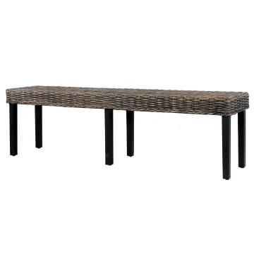 Black Natural Kubu Rattan & Solid Mango Wood Bench - 160 cm