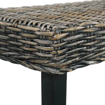 Black Natural Kubu Rattan & Solid Mango Wood Bench - 160 cm