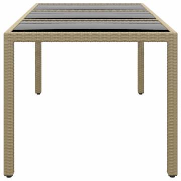 Stylish Garden Table | 190x90 cm Tempered Glass & Poly Rattan