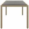 Stylish Garden Table | 190x90 cm Tempered Glass & Poly Rattan