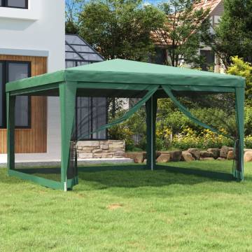 Green Party Tent with 4 Mesh Sidewalls | 4x4m HDPE