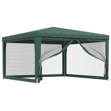 Green Party Tent with 4 Mesh Sidewalls | 4x4m HDPE