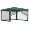 Green Party Tent with 4 Mesh Sidewalls | 4x4m HDPE