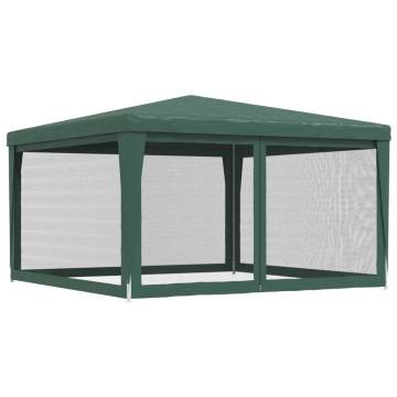 Green Party Tent with 4 Mesh Sidewalls | 4x4m HDPE