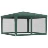 Green Party Tent with 4 Mesh Sidewalls | 4x4m HDPE