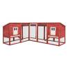 Outdoor Rabbit Hutch with Run Red and White Solid Fir Wood Colour red and white 