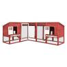 Outdoor Rabbit Hutch with Run - Red & White Solid Fir Wood