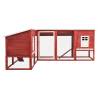 Outdoor Rabbit Hutch with Run - Red & White Solid Fir Wood