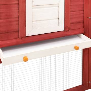 Outdoor Rabbit Hutch with Run - Red & White Solid Fir Wood