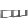 Wall Cube Shelf Set - High Gloss Grey | HipoMarket UK