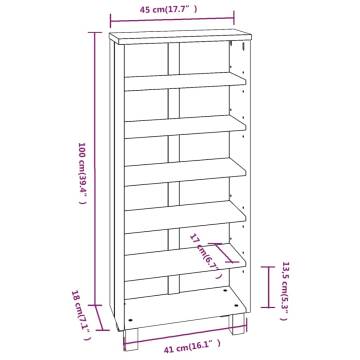 CD Cabinet HAMAR White - Solid Pine, 45x18x100 cm