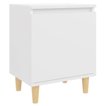 Scandinavian Bed Cabinet with Solid Wood Legs - White 40x30x50 cm