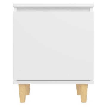 Scandinavian Bed Cabinet with Solid Wood Legs - White 40x30x50 cm