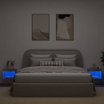 Stylish Wall-Mounted Bedside Cabinets with LED Lights - 2 pcs