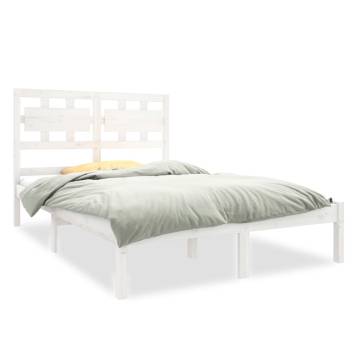 White Solid Wood Bed Frame 135x190 cm Double | HipoMarket